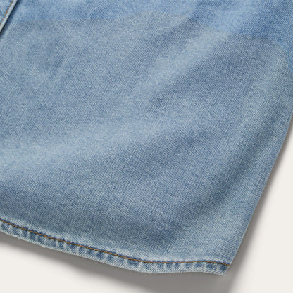 Embroidered Denim Shirt Dress Blue