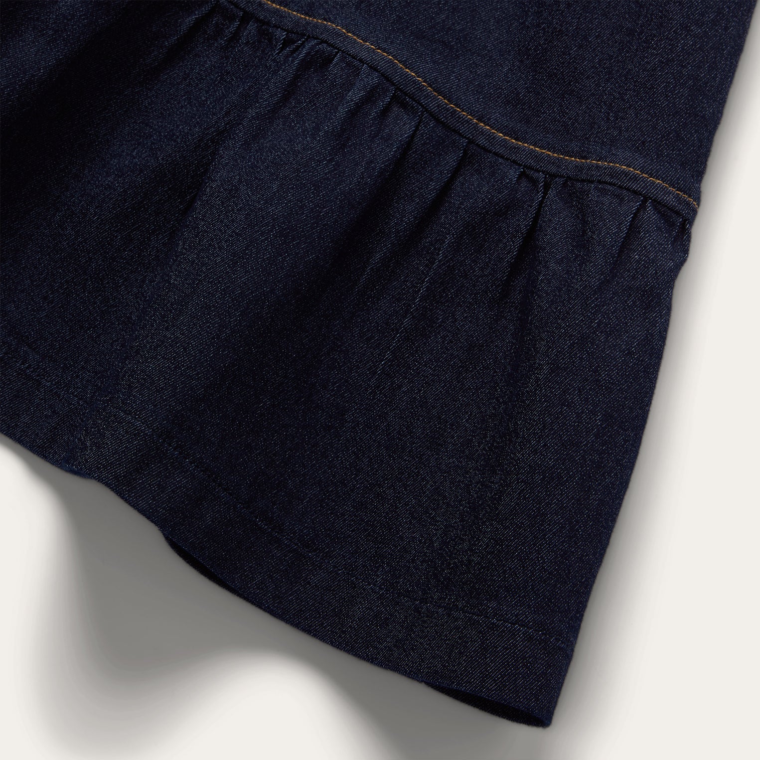 Dark Denim Dress With Contrast Top Stitching Blue