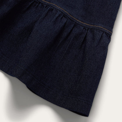 Dark Denim Dress With Contrast Top Stitching Blue