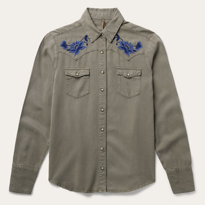 Olive Twill Western Shirt Green