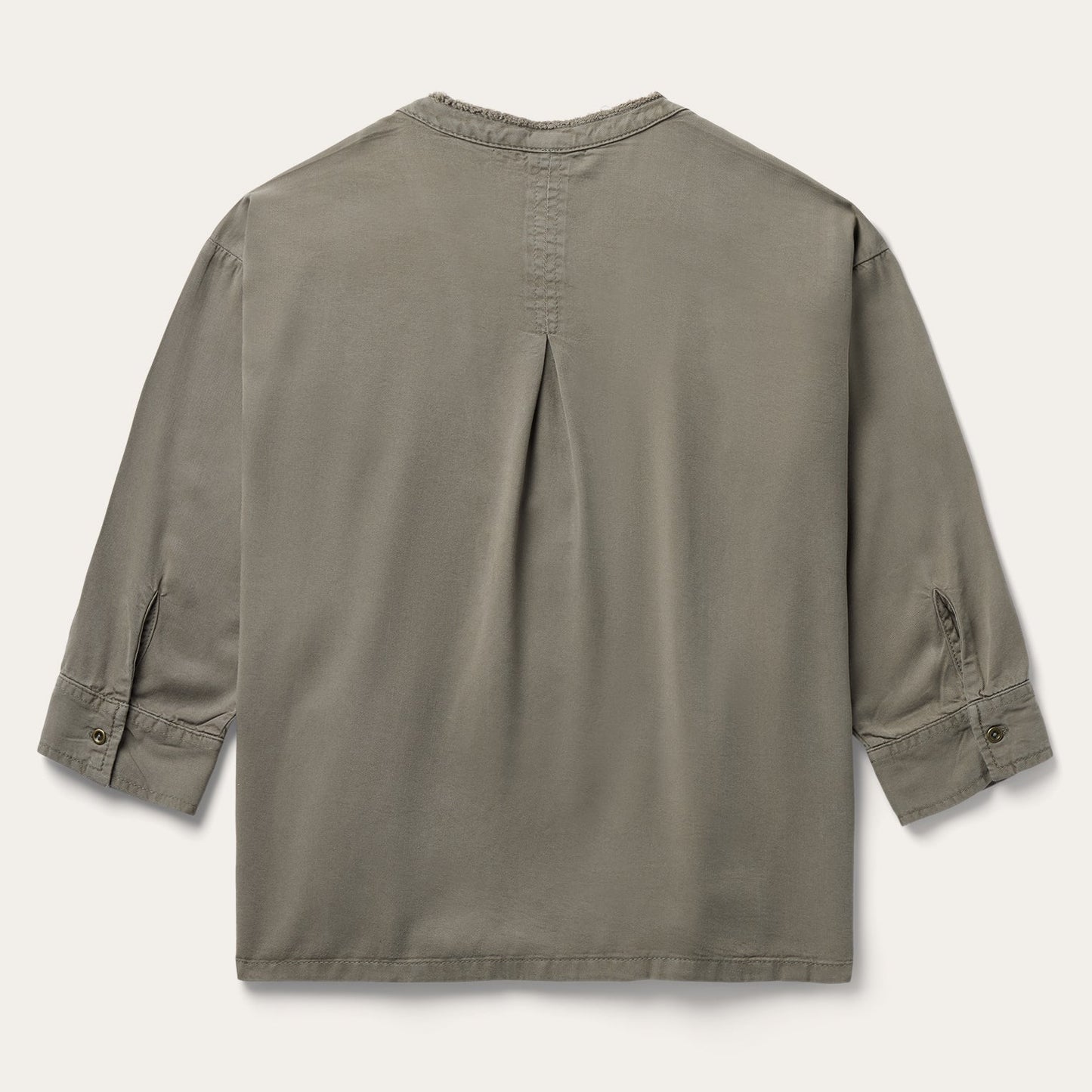 Olive Twill Peasant Blouse Green