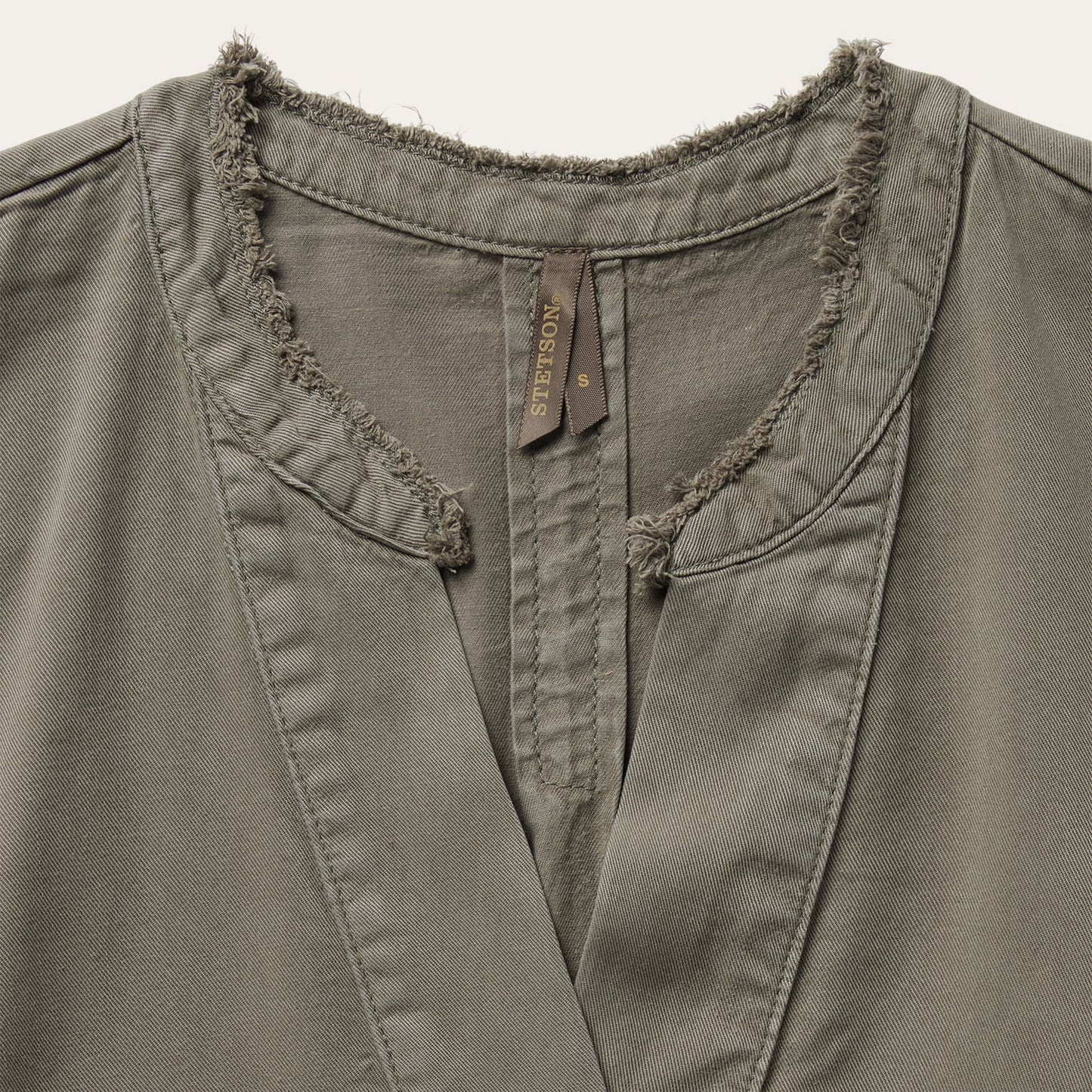 Olive Twill Peasant Blouse Green