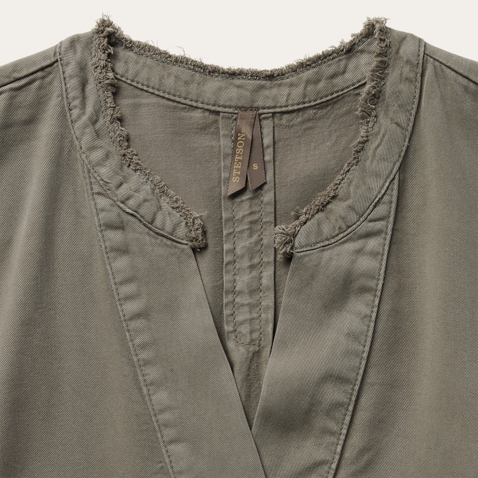 Olive Twill Peasant Blouse Green