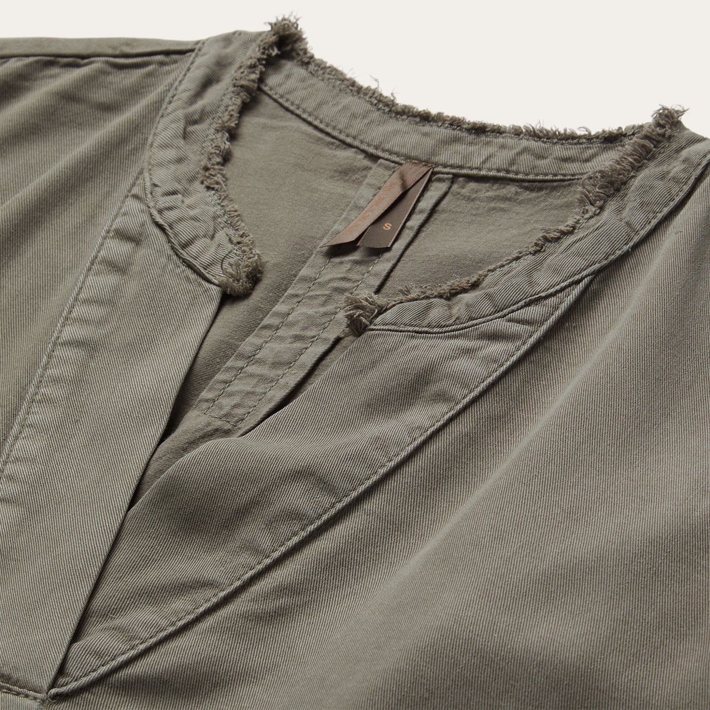 Olive Twill Peasant Blouse Green