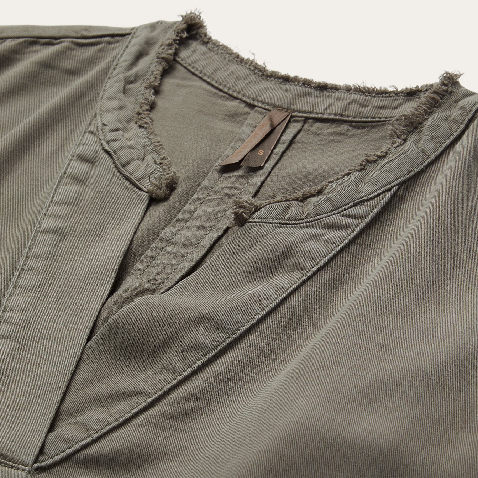 Olive Twill Peasant Blouse Green