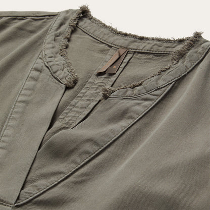 Olive Twill Peasant Blouse Green