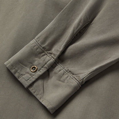 Olive Twill Peasant Blouse Green
