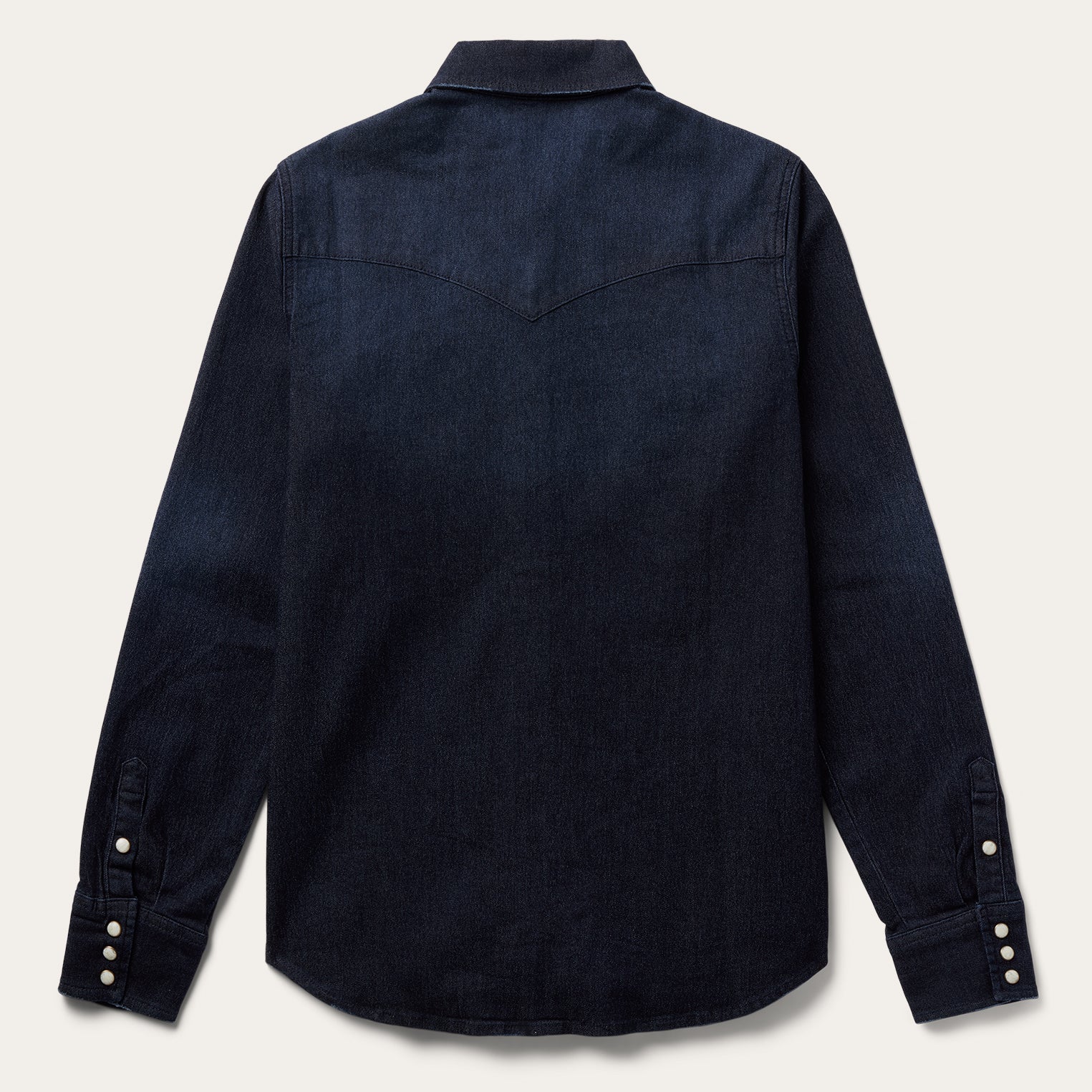 Embroidered Dark Denim Snap Front Shirt Blue