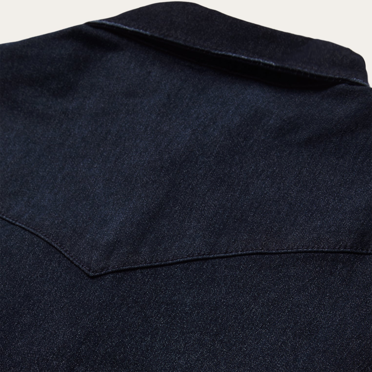 Embroidered Dark Denim Snap Front Shirt Blue