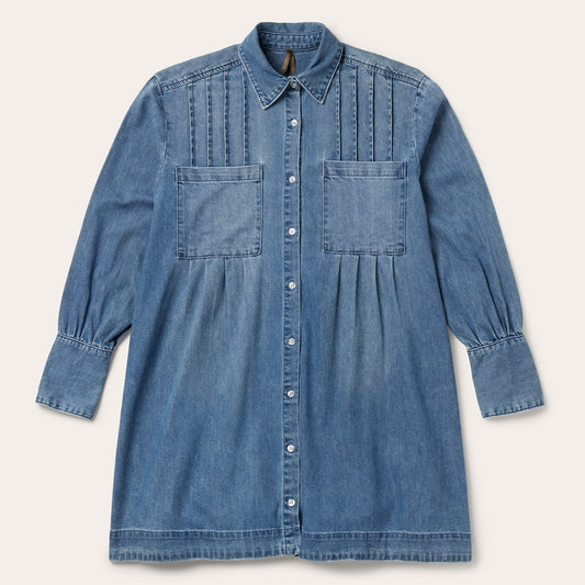 Denim Button Front Shirt Dress Blue