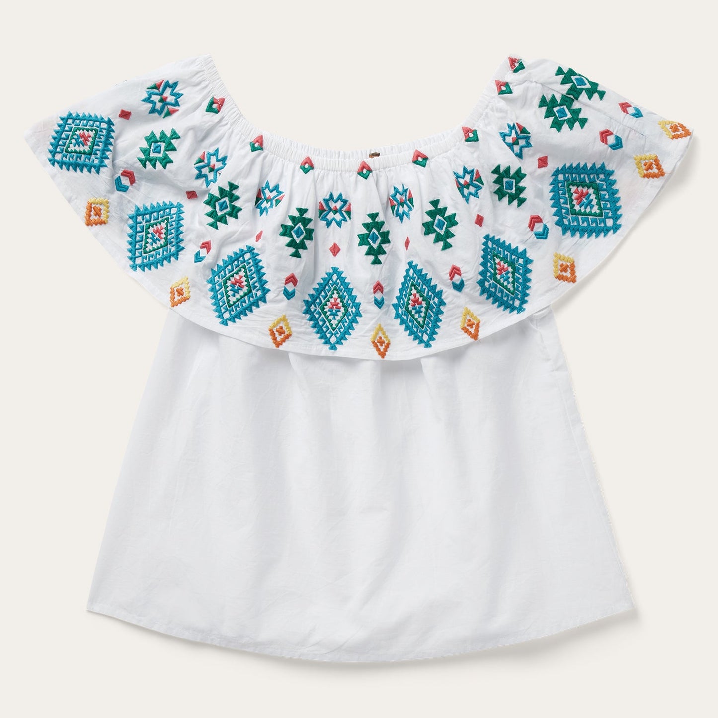 Bright Schiffli Embroidered White Cotton Lawn Blouse White