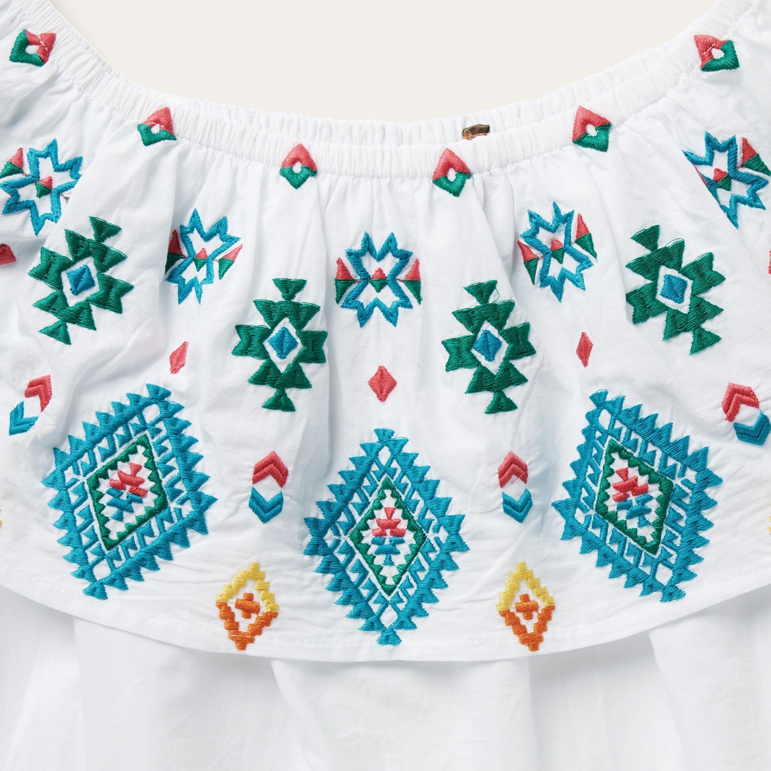 Bright Schiffli Embroidered White Cotton Lawn Blouse White