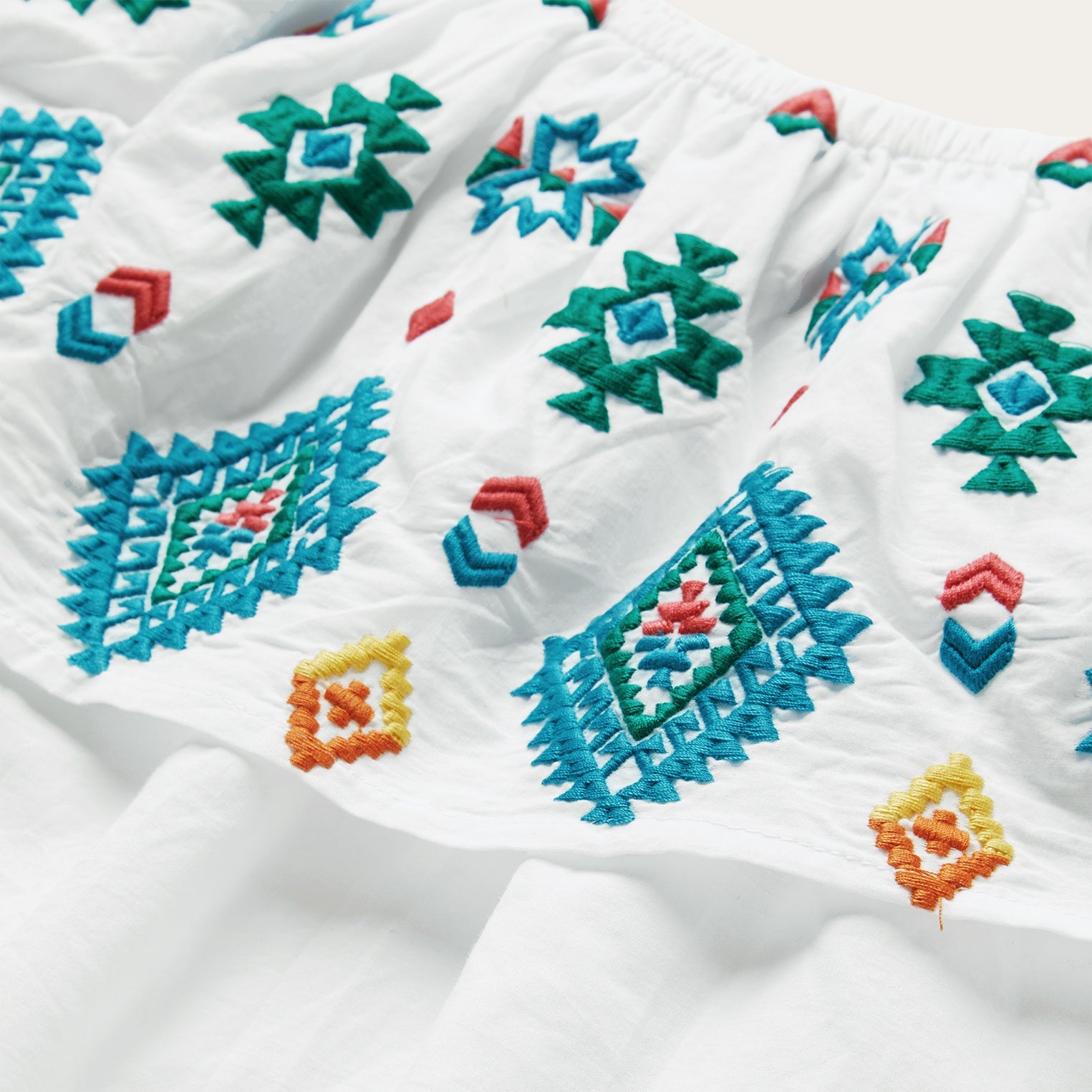 Bright Schiffli Embroidered White Cotton Lawn Blouse White