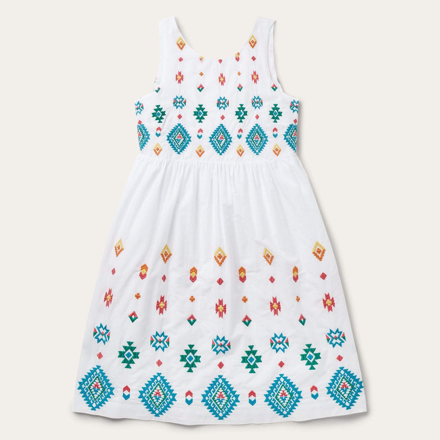 Bright Schiffli Embroidered White Cotton Lawn Dress White