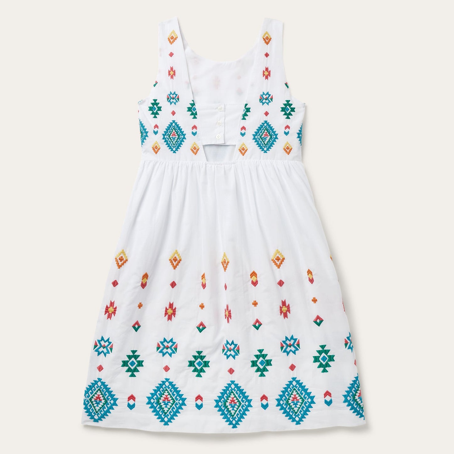 Bright Schiffli Embroidered White Cotton Lawn Dress White