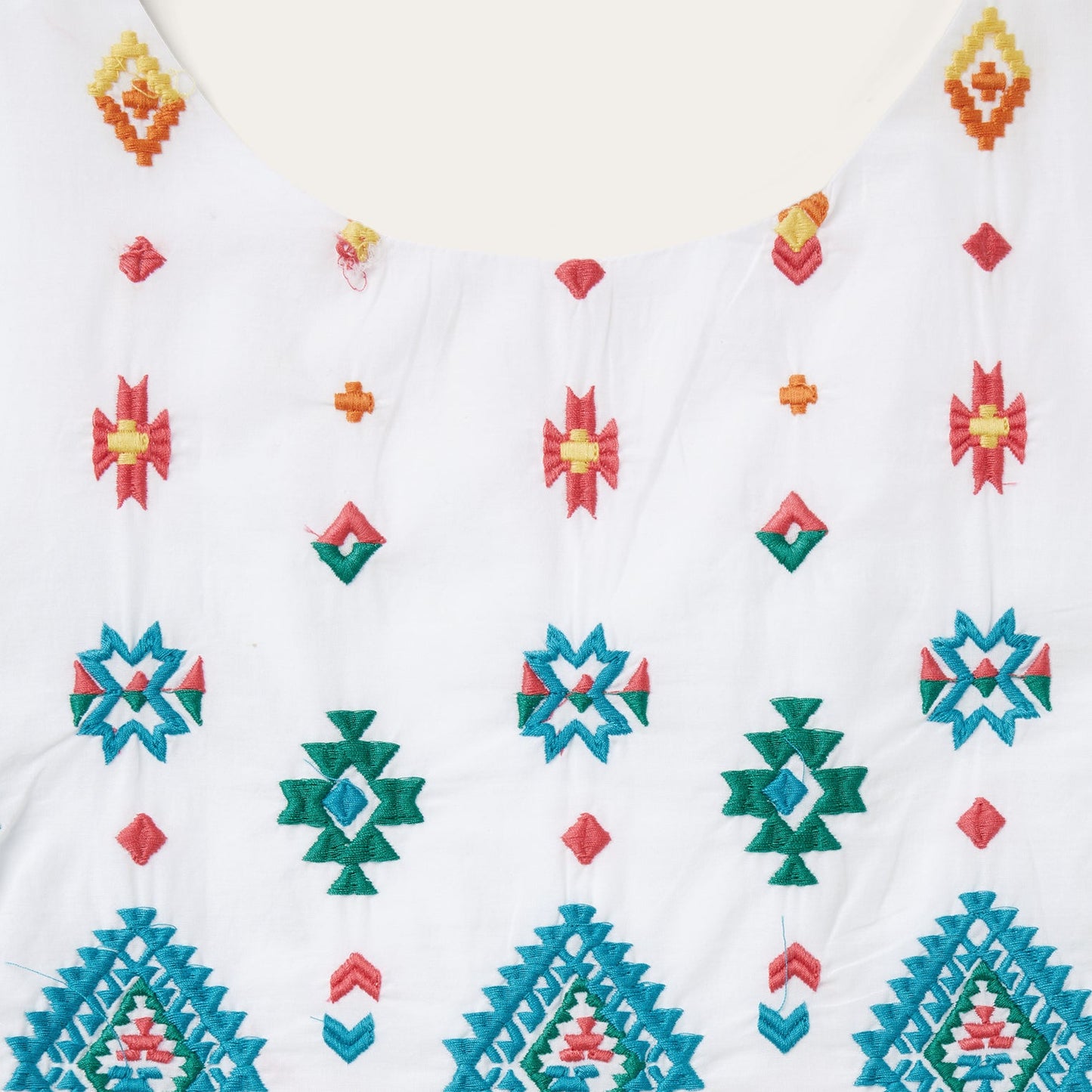 Bright Schiffli Embroidered White Cotton Lawn Dress White