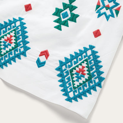 Bright Schiffli Embroidered White Cotton Lawn Dress White