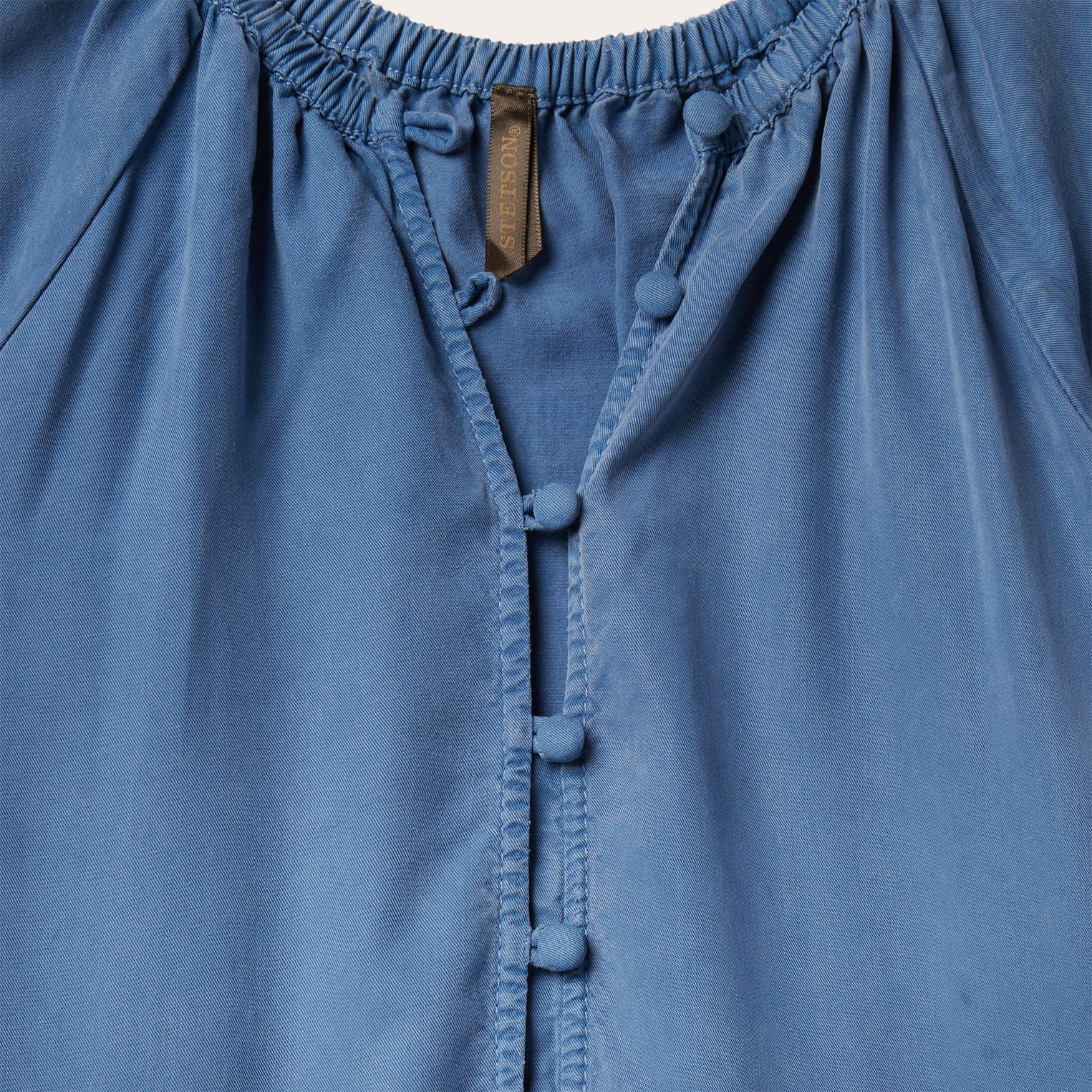 Denim Long Three Tiered Dress Blue