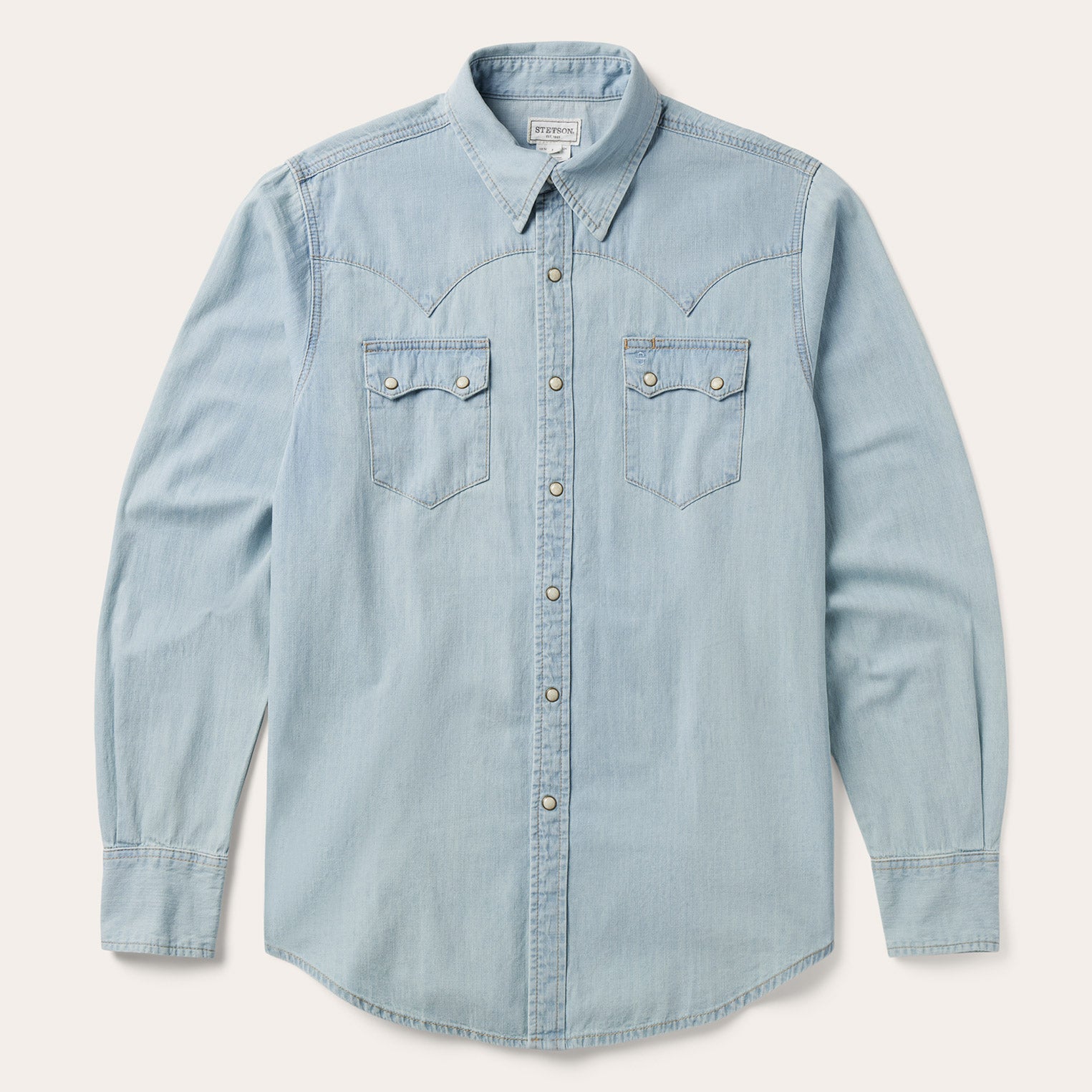 Light Blue Denim Western Shirt Blue