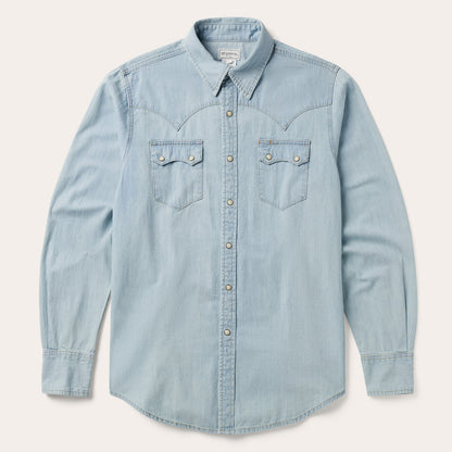 Light Blue Denim Western Shirt Blue
