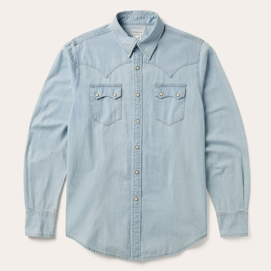 Light Blue Denim Western Shirt Blue