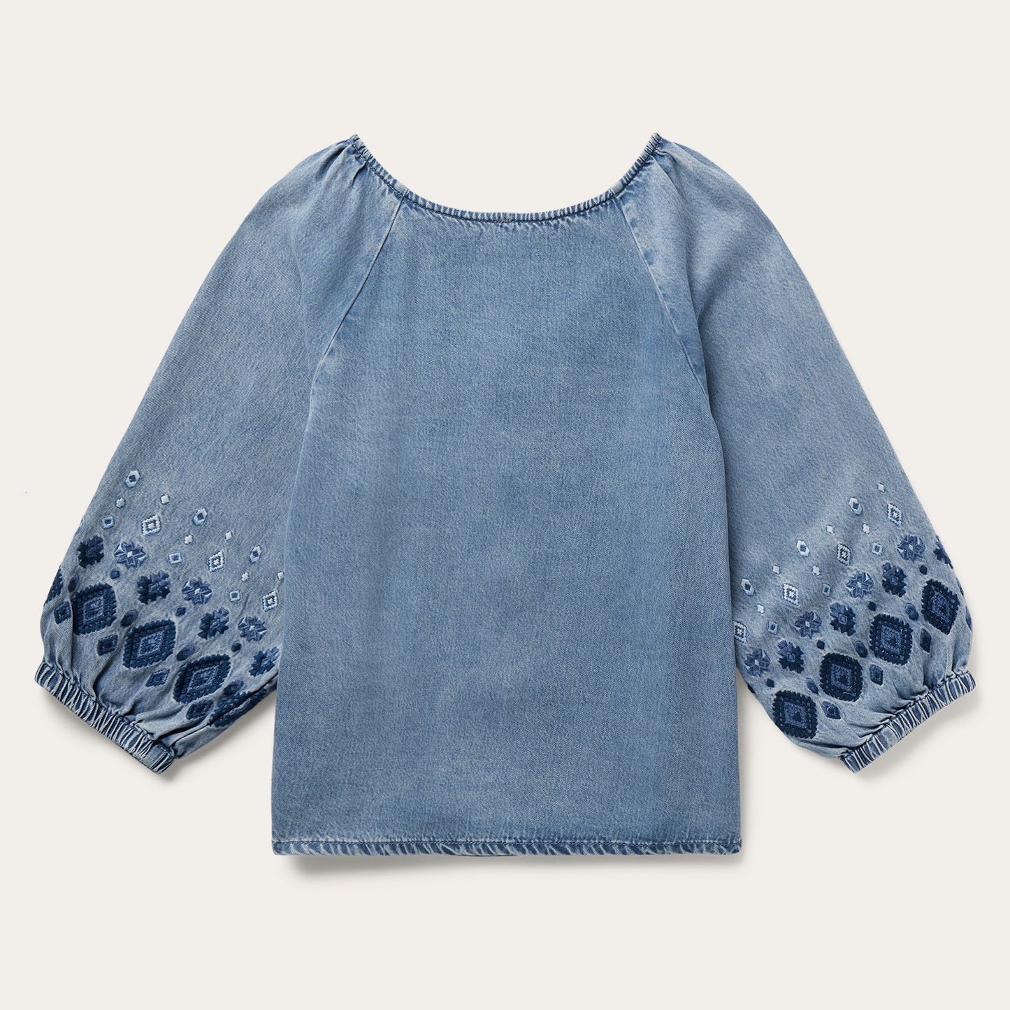 Denim Snap Front Blouse Blue