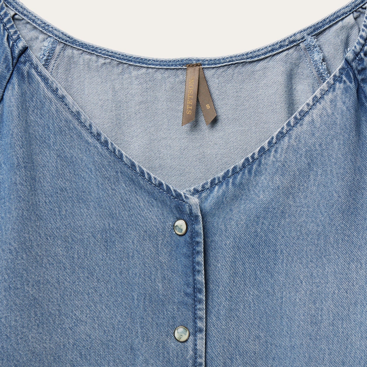 Denim Snap Front Blouse Blue