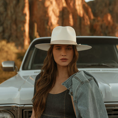 JW Marshall Straw Flat Brim Hat Natural