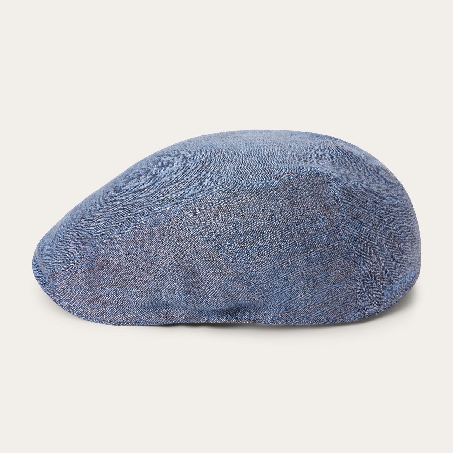 Herringbone Linen Ivy Cap Blue Herringbone