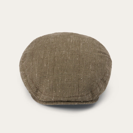 Glen Check Linen/Silk Kent Cap Olive Check