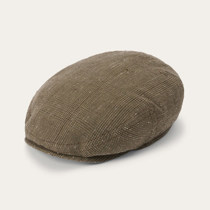 Glen Check Linen/Silk Kent Cap Olive Check