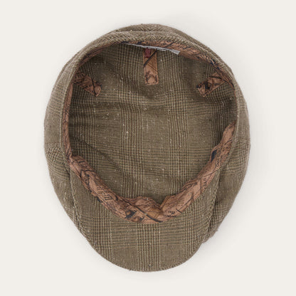 Glen Check Linen/Silk Kent Cap Olive Check