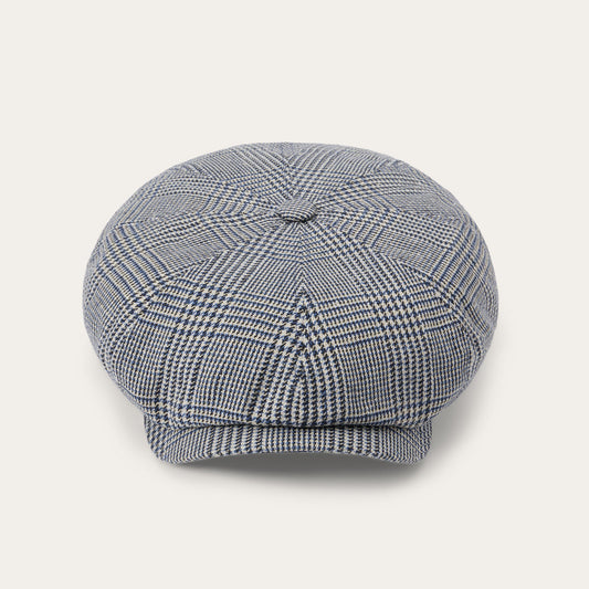 Glen Check Silk/Cotton 8-Panel Cap Blue Check
