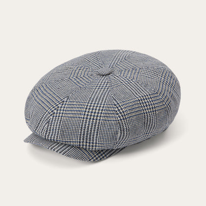Glen Check Silk/Cotton 8-Panel Cap Blue Check