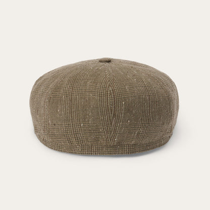 Glen Check Linen/Silk Hatteras Cap Olive Check