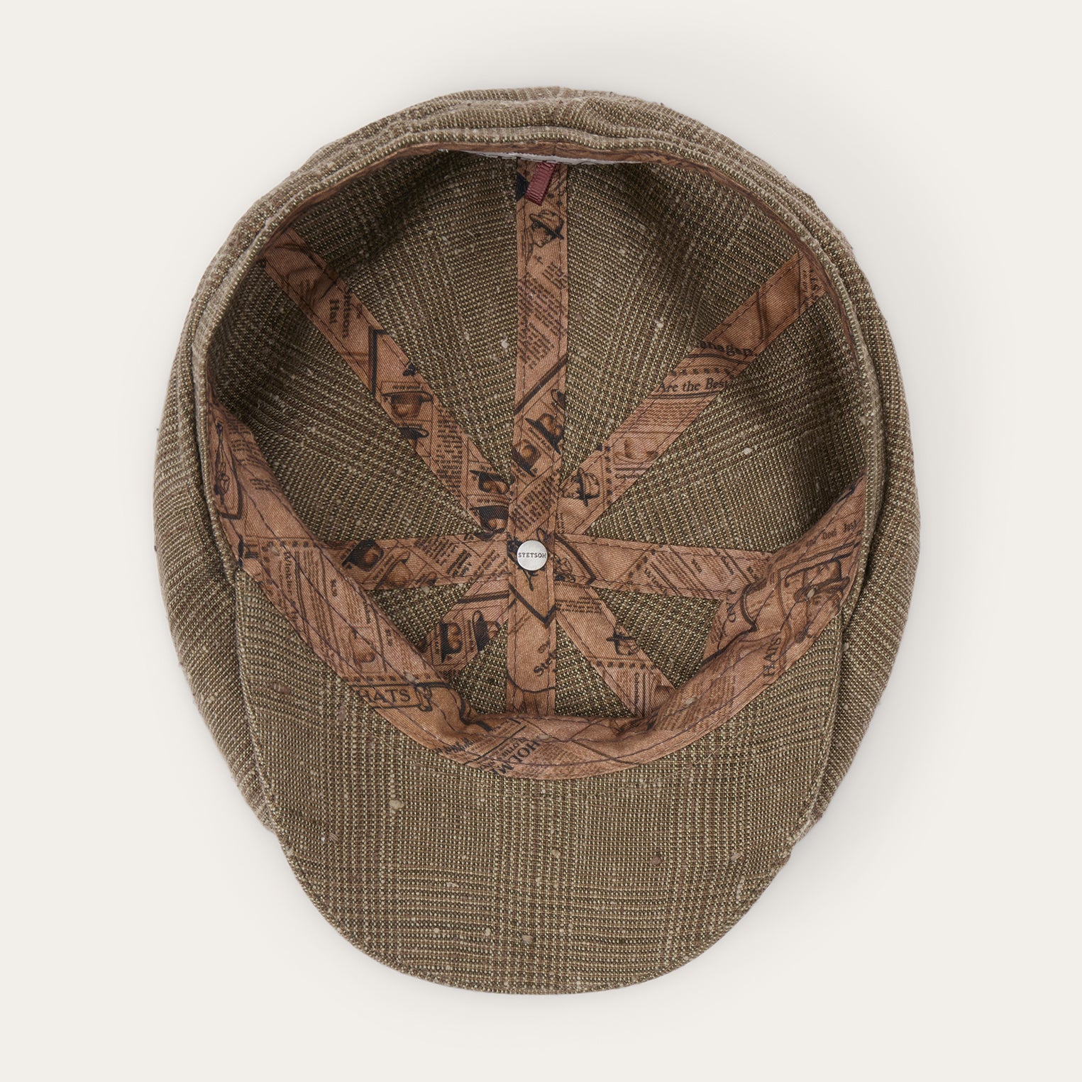 Glen Check Linen/Silk Hatteras Cap Olive Check