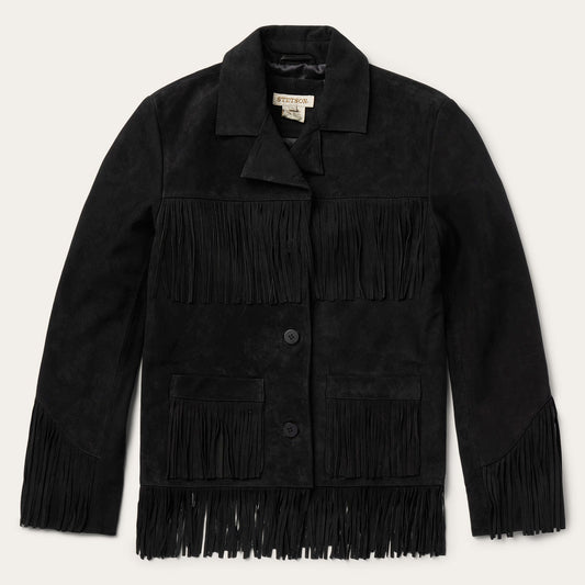 Fringe Suede Jacket Black