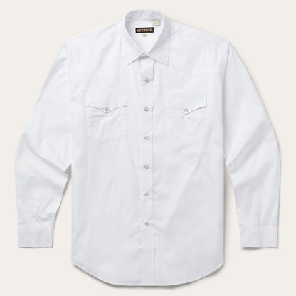 White Pinpoint Oxford Western Shirt White