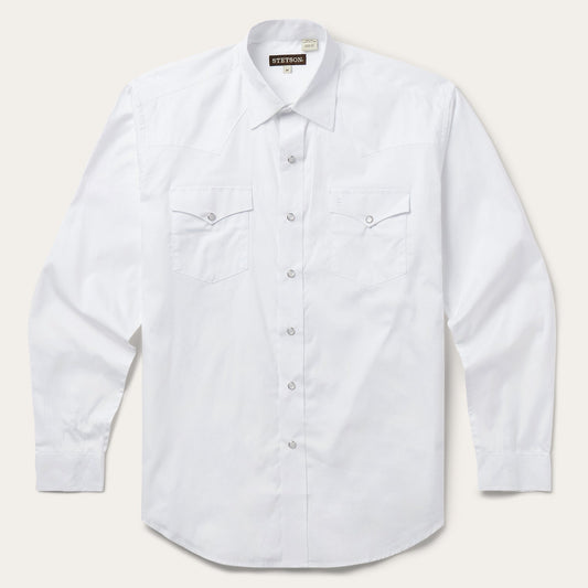 White Pinpoint Oxford Western Shirt White