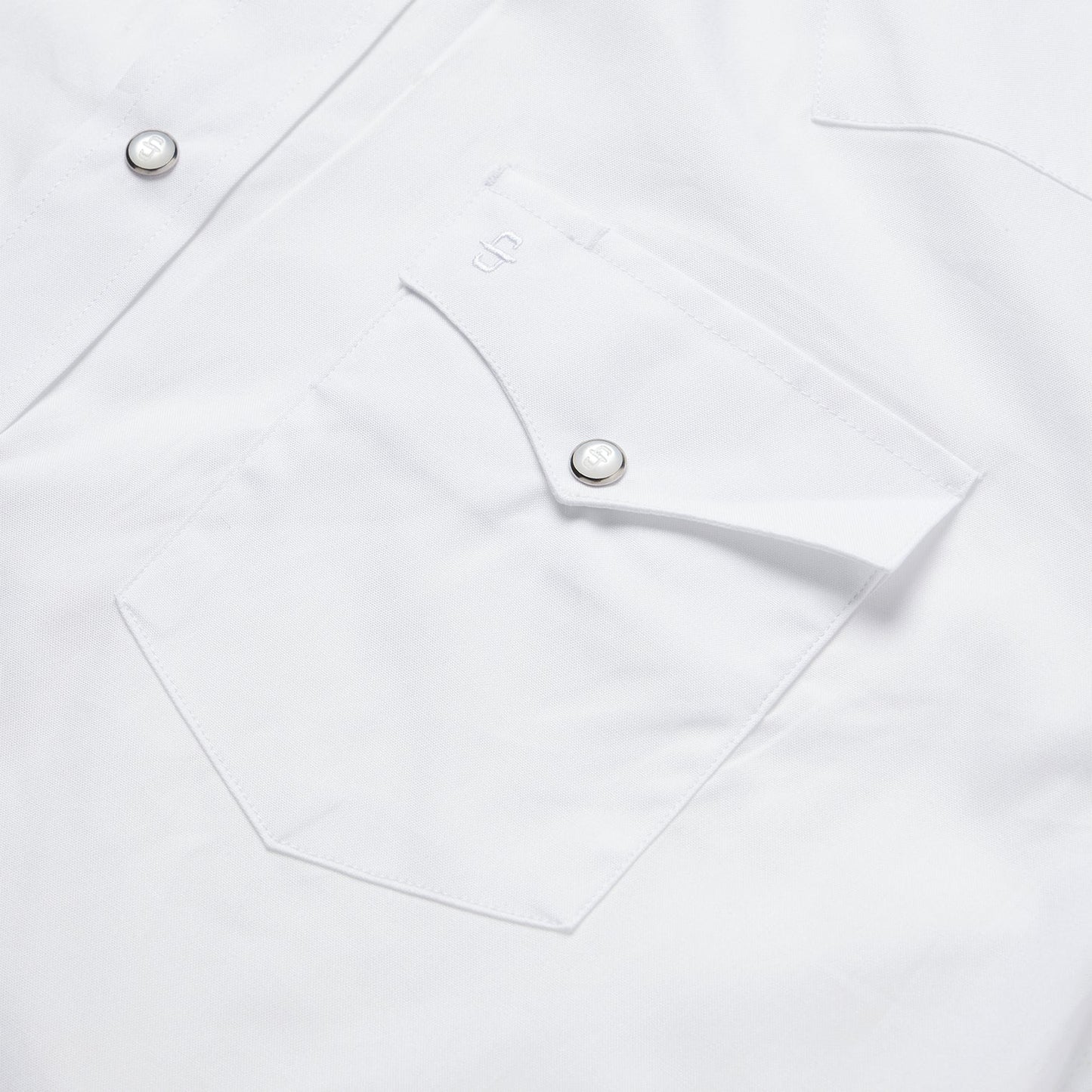 White Pinpoint Oxford Western Shirt White