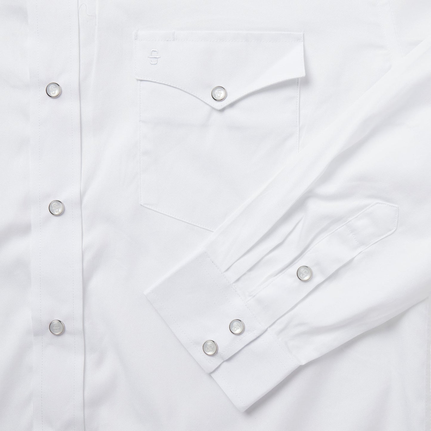 White Pinpoint Oxford Western Shirt White