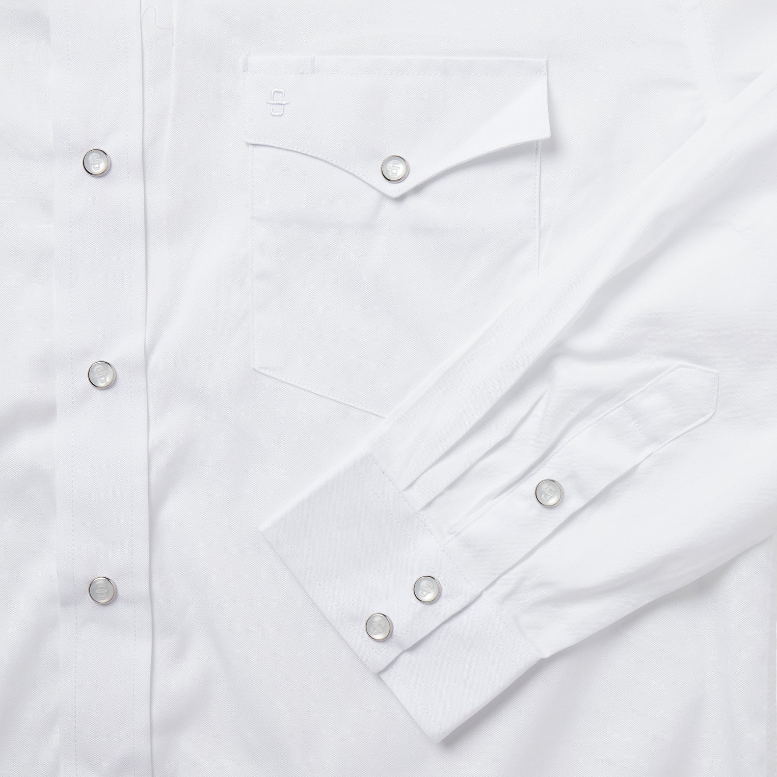 White Pinpoint Oxford Western Shirt White
