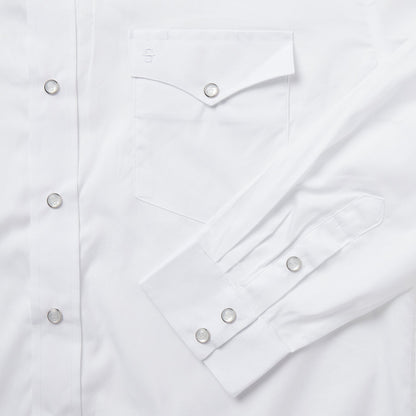 White Pinpoint Oxford Western Shirt White