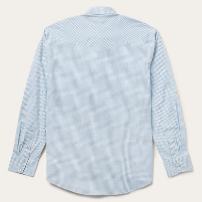 Two Stripe Check Western Shirt Blue