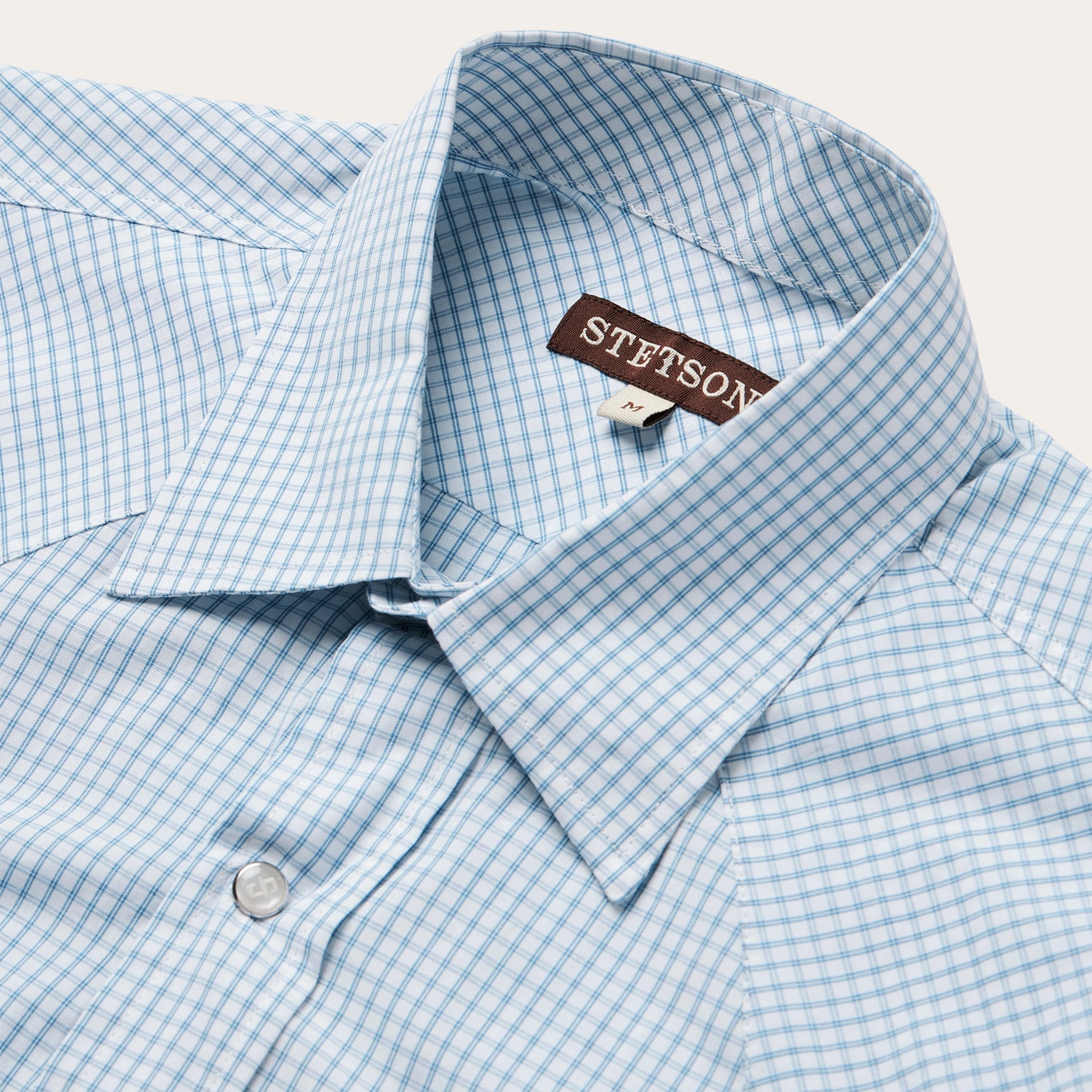 Two Stripe Check Western Shirt Blue
