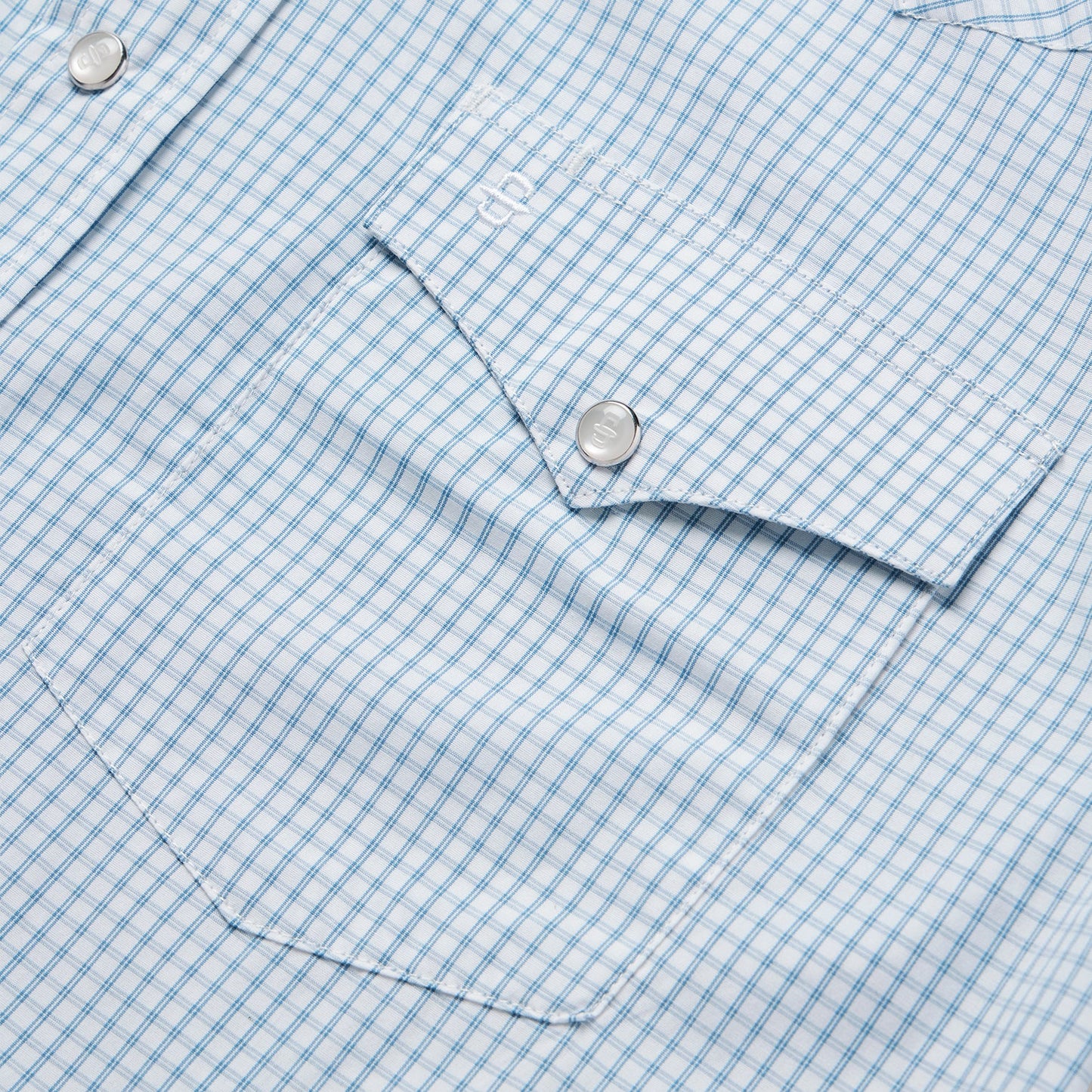 Two Stripe Check Western Shirt Blue