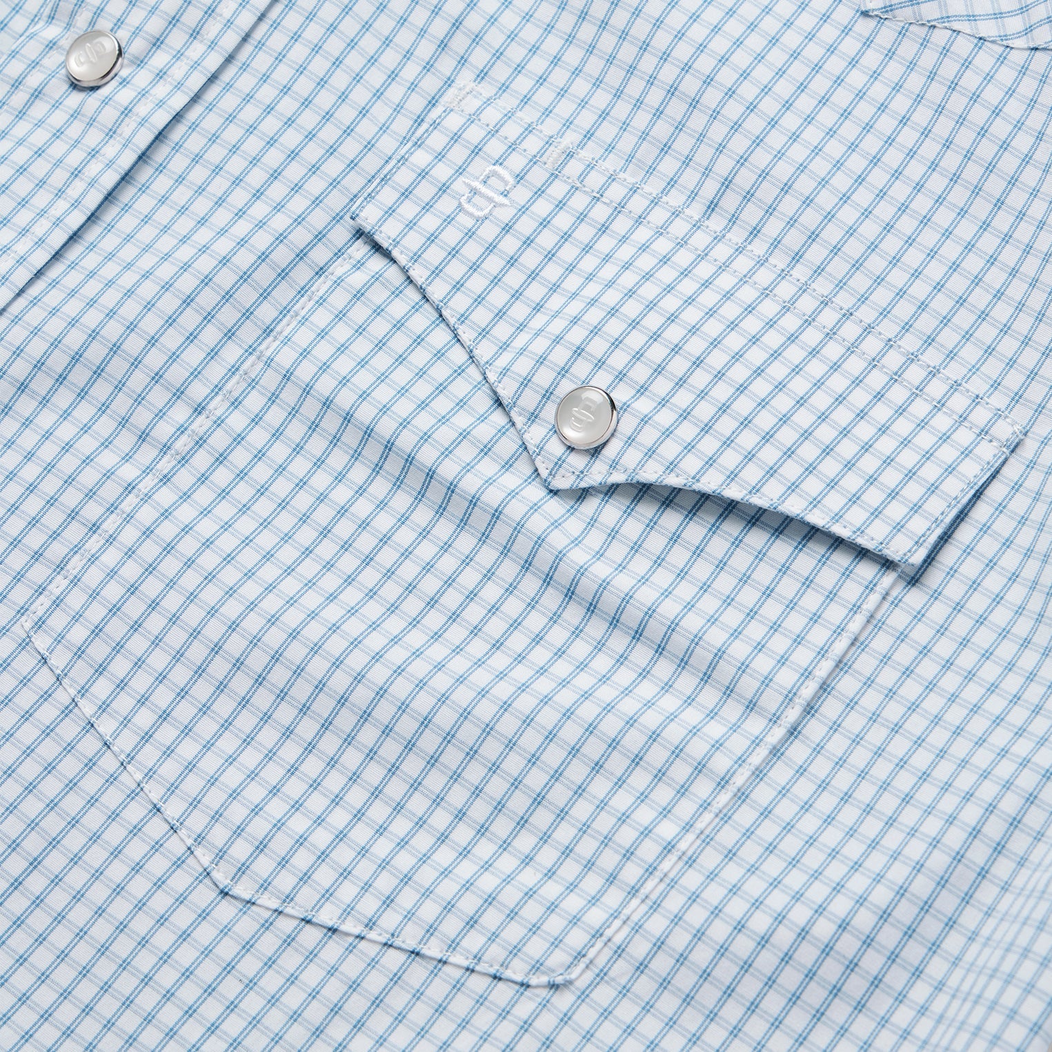 Two Stripe Check Western Shirt Blue