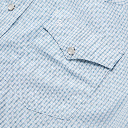 Two Stripe Check Western Shirt Blue