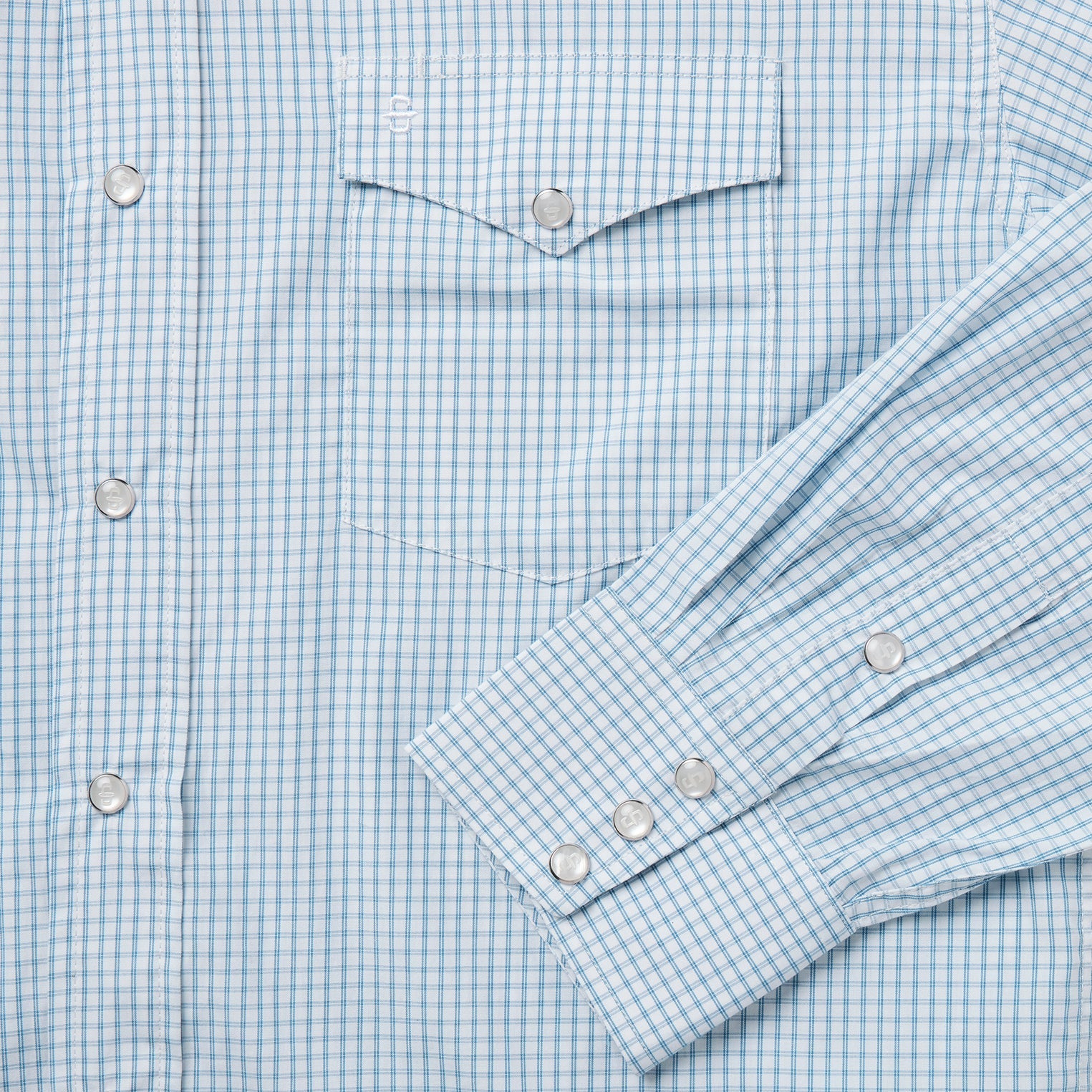 Two Stripe Check Western Shirt Blue