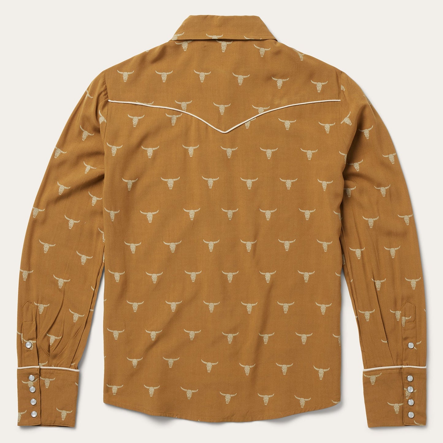 Mojave Longhorn Print Snap Western Shirt Brown